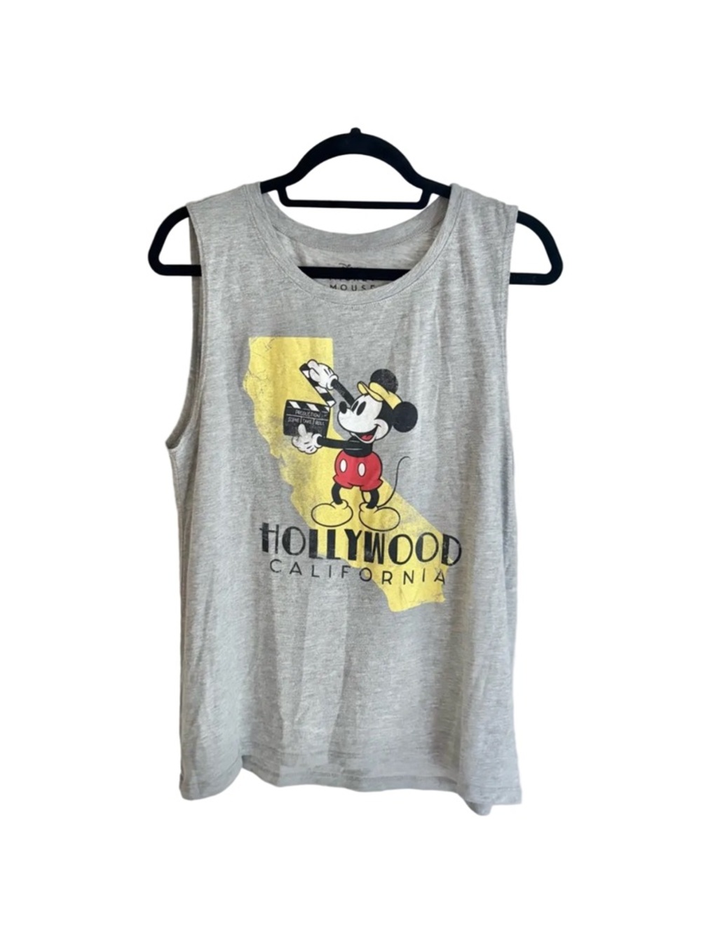 Disney Mickey Mouse Graphic Sleeveless Tank Top in Heather Gray, HOLLYWOOD, XXL